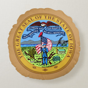 Iowa State Seal Round Pillow