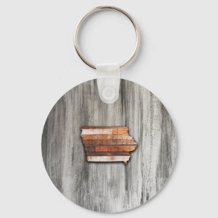 Iowa State Shape Rustic Keychain