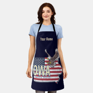 Iowa United States Retro State Map Vintage USA Apron