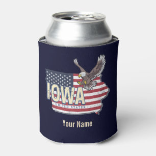 Iowa United States Retro State Map Vintage USA Can Cooler