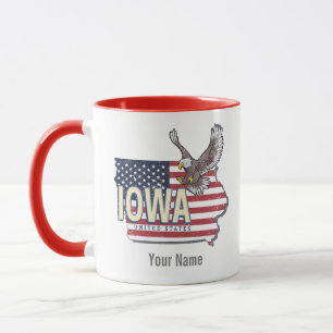Iowa United States Retro State Map Vintage USA Lug Mug