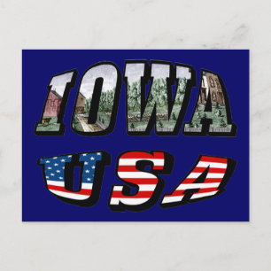 Iowa USA Flag & State Photo Text Postcard