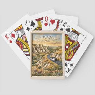 Iowa USA Road Trip Vintage Loess Hills Nature Art Playing Cards