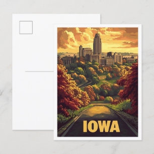 Iowa USA Vintage Illustration Travel Postcard