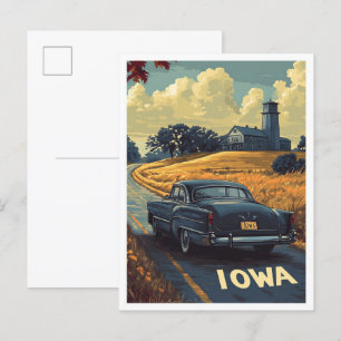 Iowa USA Vintage Illustration Travel Postcard