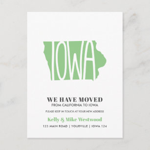 IOWA We've moved New address New Home   Postcard