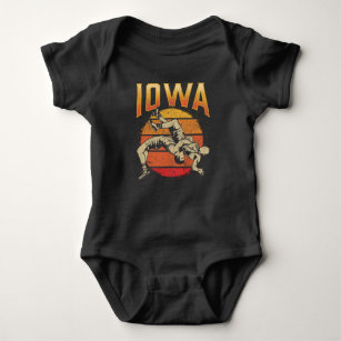 Iowa Wrestling Sport Fighter Wrestlers Retro Baby Bodysuit