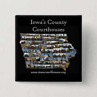 iowacountiesblack, Iowa's County Courthouses, w... 2 Inch Square Button