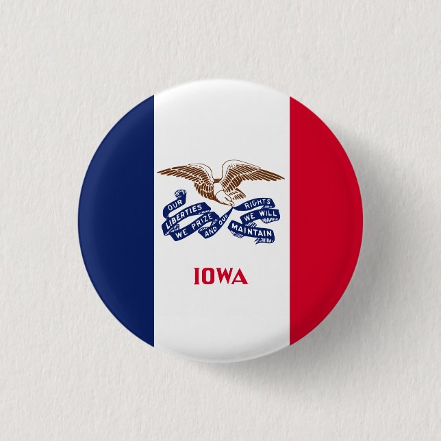 Iowan Flag, Flag of Iowa 1 Inch Round Button (Front)