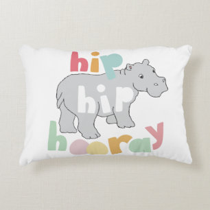 ip Hip Hooray Grey Hippo Drawing Cute Animal Art Decorative Pillow