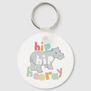 ip Hip Hooray Grey Hippo Drawing Cute Animal Art Keychain
