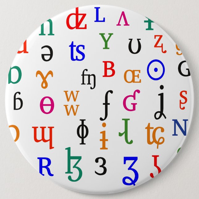 IPA characters 6 Inch Round Button (Front)