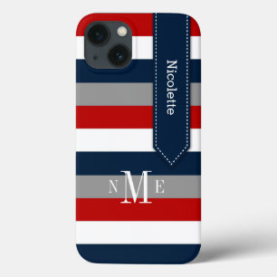 iPad Mini Case   Stripes   Navy, Red, White, Gray