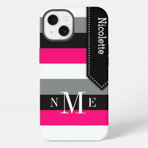 iPad Mini Case   Stripes   Pink, Black, Grey