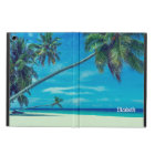 Plage de sable blanc avec palmiers tropicaux sur m