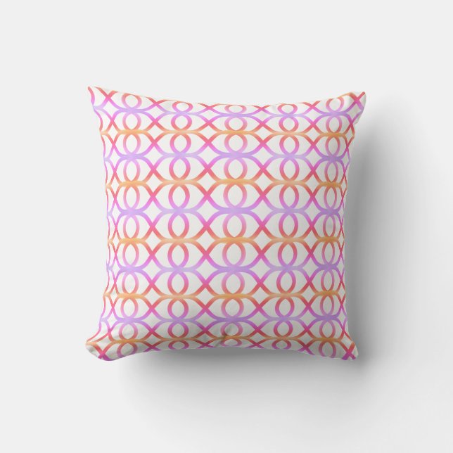 Ipanema Pink Abstract Geometric Pattern Throw Pillow (Front)