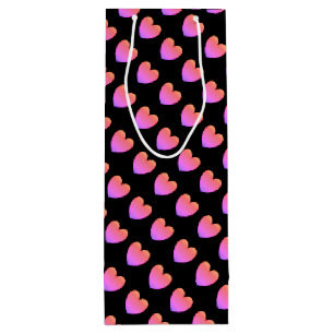 Ipanema Pink Hearts on Black Wine Gift Bag