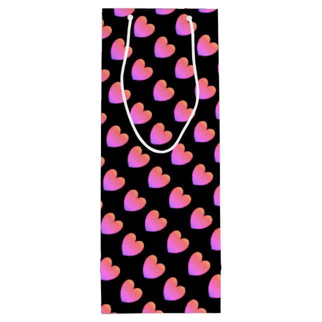 Ipanema Pink Hearts on Black Wine Gift Bag (Back)