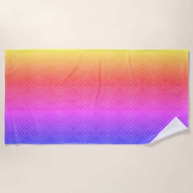 Ipanema Rainbow Hypnotic Diamond Modern Pop Art Beach Towel (Front)