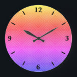 Ipanema Rainbow Hypnotic Diamond Modern Pop Art Large Clock<br><div class="desc">Round Wall Clock, wall art decor and home furnishing decor accessory with Ipanema Rainbow Hypnotic Diamond Modern Pop Art Abstract illustration custom printed to order with original artwork design images by The Fabric Seal print on demand shop at Zazzle #ZazzleMade https://www.zazzle.com/store/thefabricseal 🎨 This graphic art drawing features an awesome looking...</div>