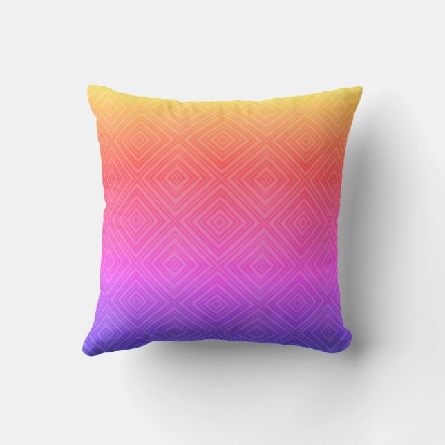 Ipanema Rainbow Hypnotic Diamond Modern Pop Art Throw Pillow (Back)