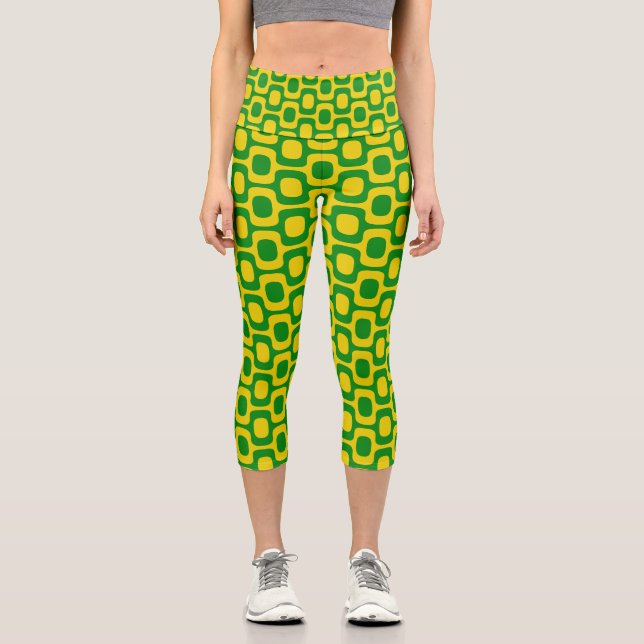 Ipanema Sidewalk Pattern, Beach Pattern, Brazil Capri Leggings (Front)