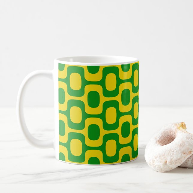 Ipanema Sidewalk Pattern, Beach Pattern, Brazil Coffee Mug (With Donut)