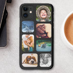 iPhone11 Photo Collage Template Rounded Phone iPhone 11 Case<br><div class="desc">Custom personalized 7 photo collage with black frame iPhone 11 phone case.</div>