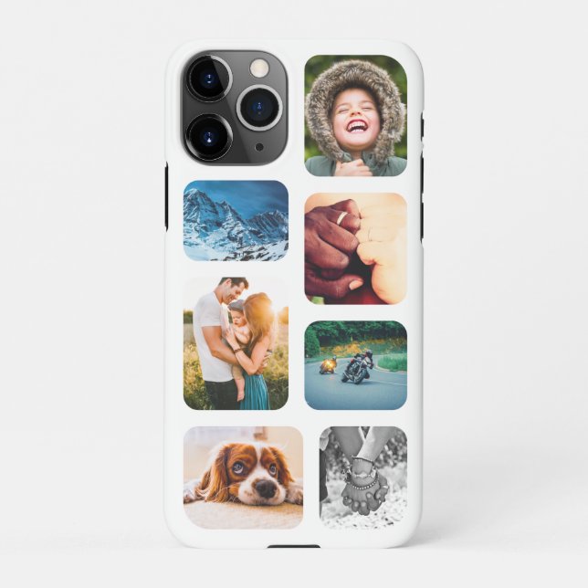 iPhone11 Pro Photo Collage Template Rounded Mobile iPhone Case (Back)
