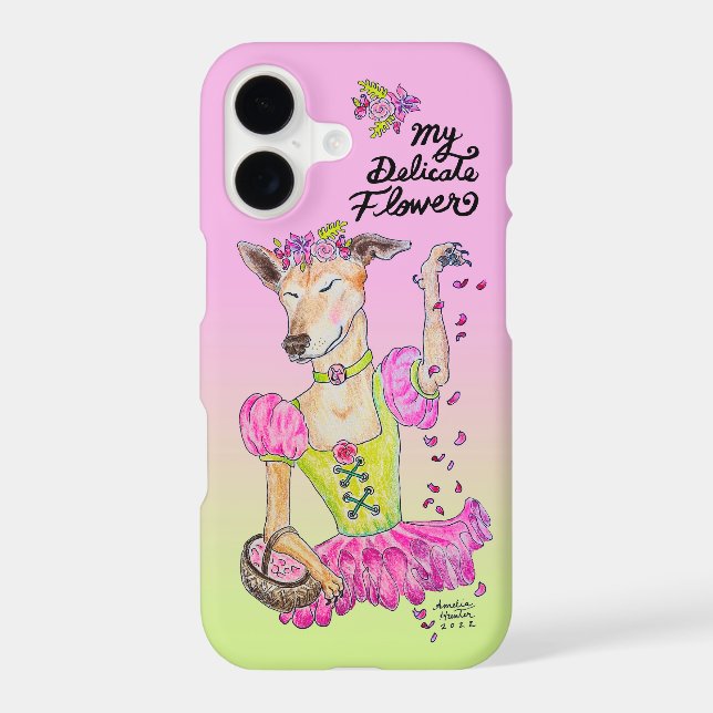 iphone17 case funny cute dog pink green  (Back)