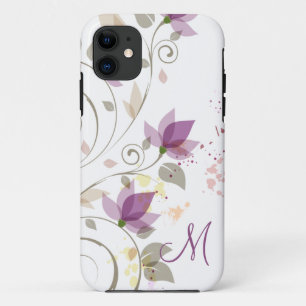iPhone5 Girly Purple Lavender Floral Monogram iPhone 11 Case