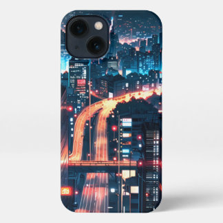 iPhone 11–15 anime case: "Cityscape Sunset." 13 Case