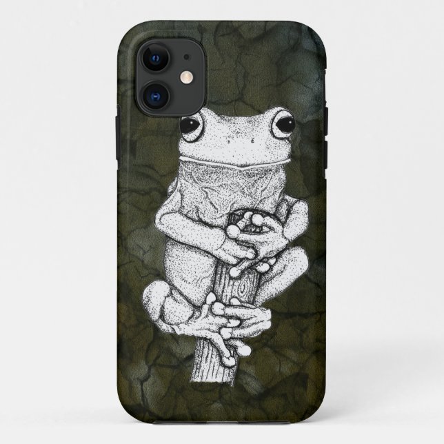 iPhone 11 Grenouille verte sur un art Coque par Skye Ryan-Ev (Dos)
