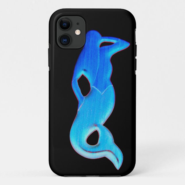 iPhone 11 sirène bleue sur coque noir (Dos)