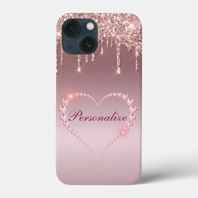 IPhone 13 diamants Coques roses (Verso)