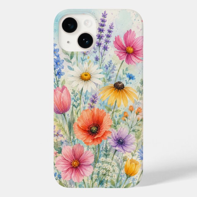 iPhone 14 Case Barely There Watercolor Wildflowers (Back)