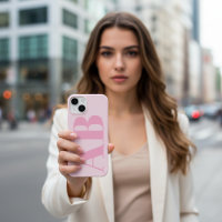 Coque Monogramme minimal initial pour fille rose m