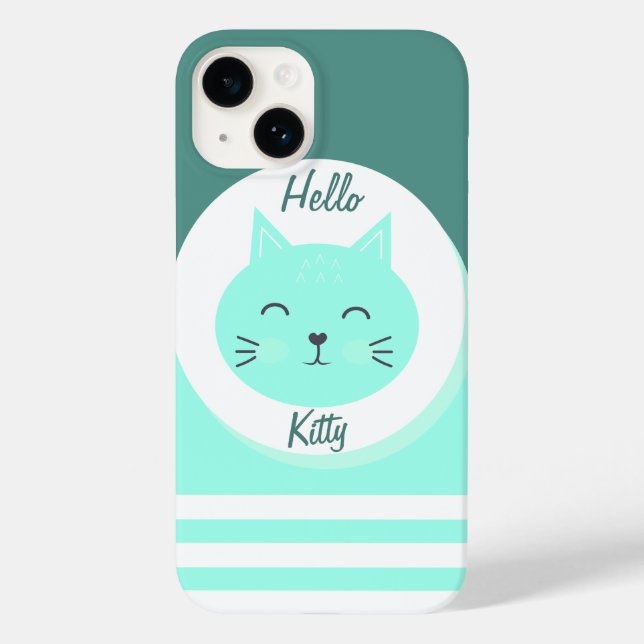 iPhone 14 Coques Hello Kitty blanc & couleur verte (Verso)