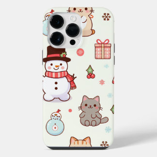 iPhone 14 Pro Max Case- Cat snowman Case