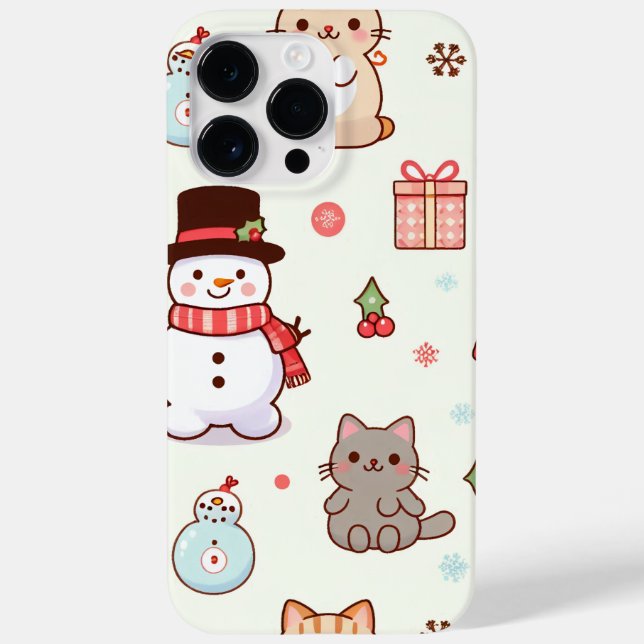  iPhone 14 Pro Max Case- Cat snowman Case-Mate iPhone Case (Back)