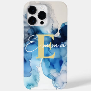 iPhone 14 Pro Max Coque avec encre d'alcool bleu e