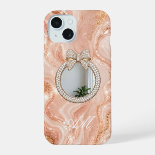 iPhone 15 Case Rose Gold Marble Personalized Name