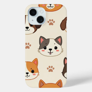 iPhone 15 coque / chats et chien
