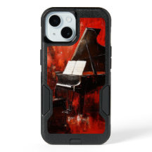 iPhone 15 Coque : Piano avec mur rouge