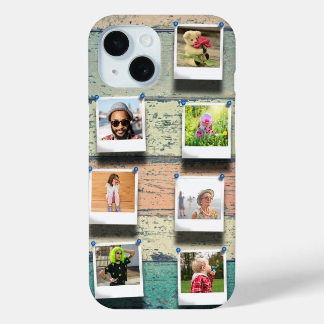 iPhone 15 Personalized 7 Photo Collage Case-Mate iPhone Case (Back)