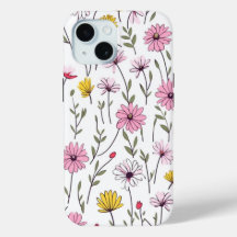 iPhone 15 Phone Case Elegant Pink Floral Design