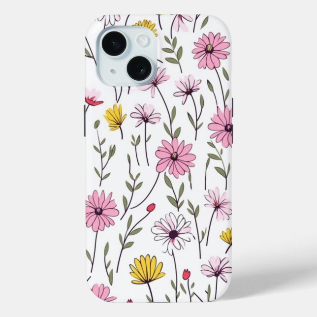 iPhone 15 Phone Case Elegant Pink Floral Design (Back)