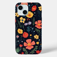 iPhone 15 Phone Case w/ Floral Art Design