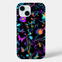iPhone 15 Phone Case w/ Vibrant Neon Floral Design