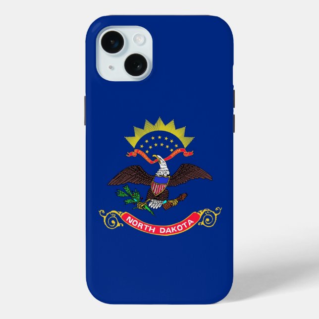 iPhone 15 Plus Case-Mate, North Dakota flag Case-Mate iPhone Case (Back)